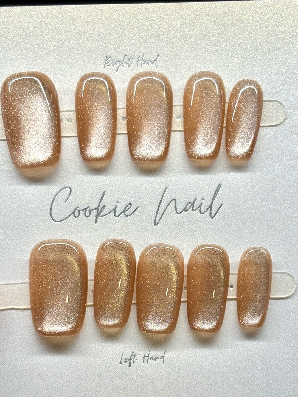 Fall Autumn Cateye Nude 2.0cm long coffin squaval handmade Press-On Nail Set -